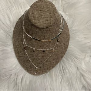 NIP Moons & stars silver tone layered necklace
